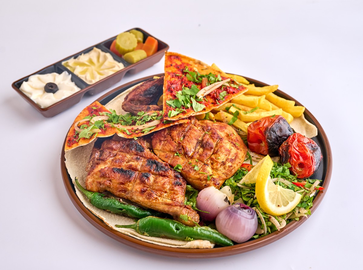 Whole charcoal-grilled chicken